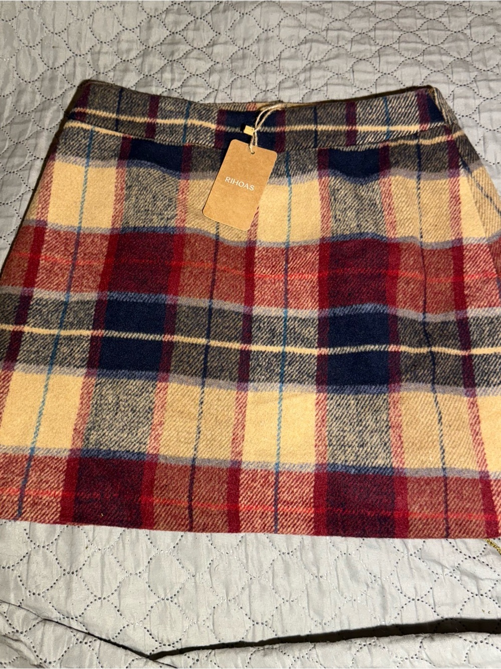 RIHOAS Red Navy Cream Plaid Mini Skirt